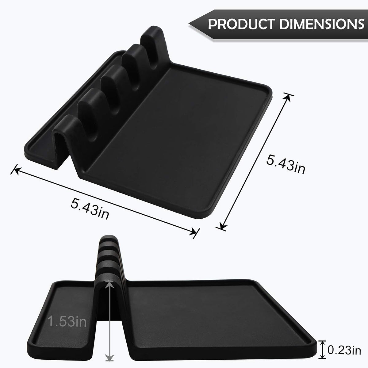 Sinnsally Silicone Utensil Rest with 4 Slots - Black product image