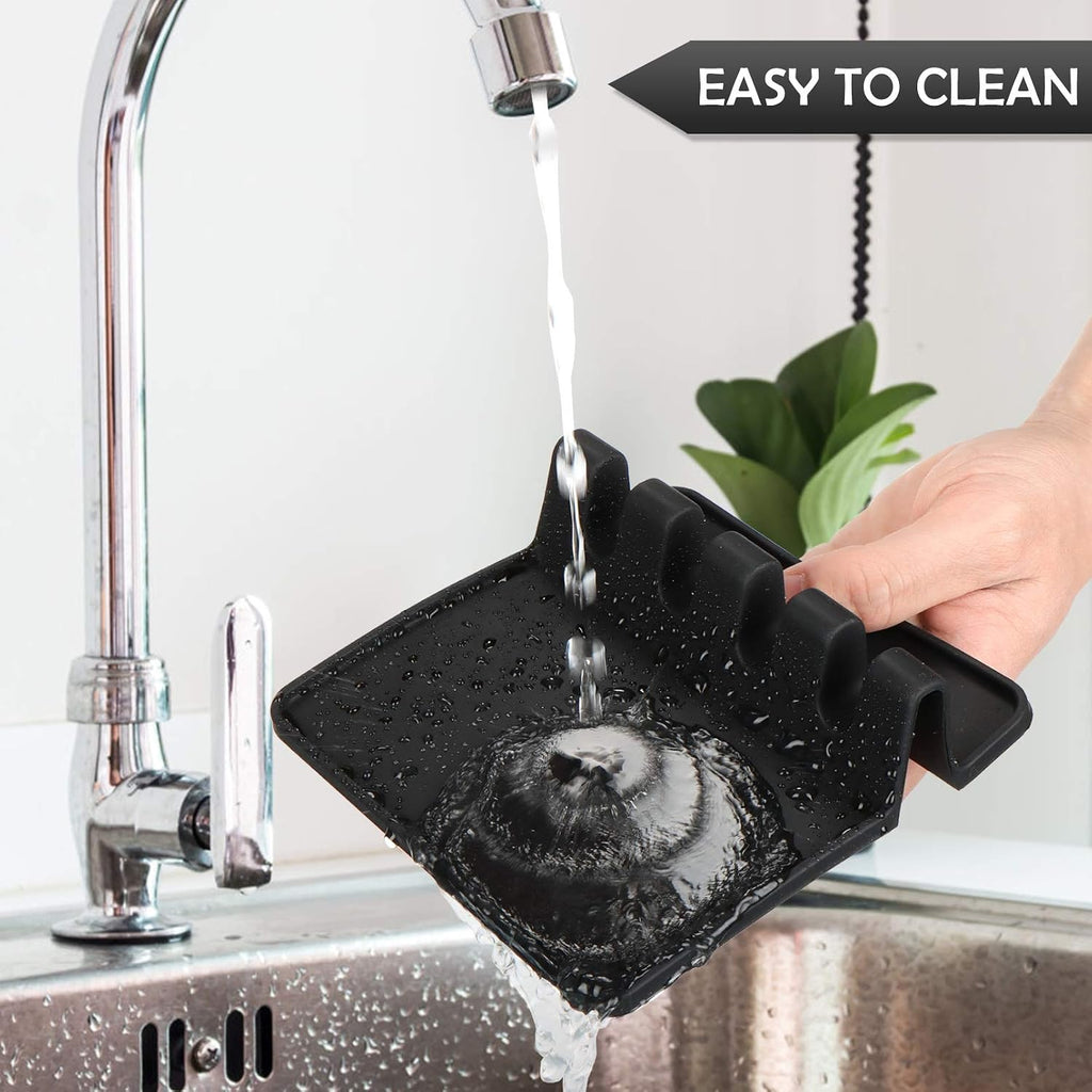 Sinnsally Silicone Utensil Rest with 4 Slots - Black product image